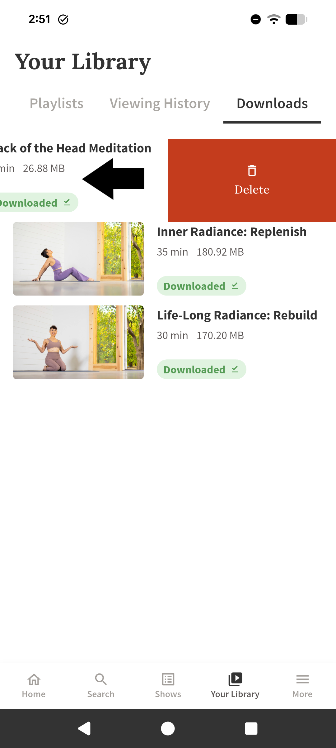 YA Library Delete Download Swipe left Android.png